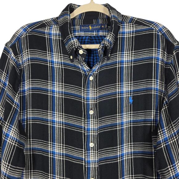 Ralph Lauren Shirt Mens XL Blue Plaid Lined Flannel Heavy Thick Outdoor Gorpcore - Picture 2 of 12